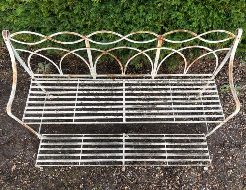 REGENCY STYLE STRAP WORK IRON GARDEN SEAT - ADDITIONAL PHOTO 3