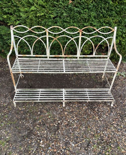 REGENCY STYLE STRAP WORK IRON GARDEN SEAT - ADDITIONAL PHOTO 4
