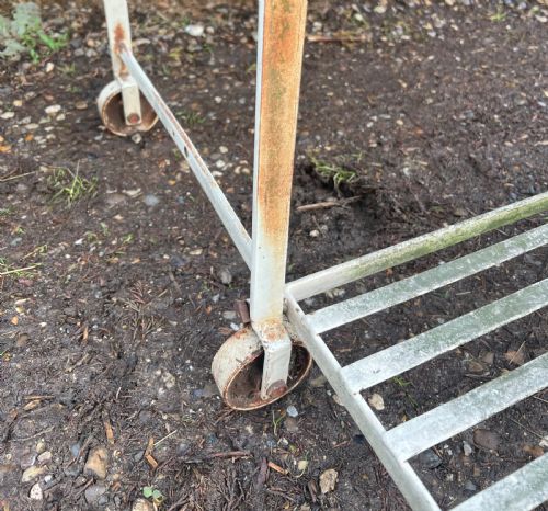 REGENCY STYLE STRAP WORK IRON GARDEN SEAT - ADDITIONAL PHOTO 6