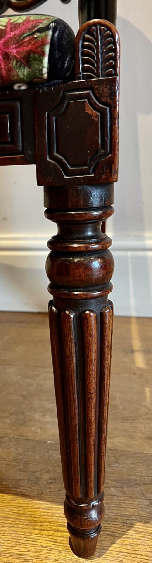 REGENCY BRASS INLAID ROSEWOOD ELBOW CHAIR - ADDITIONAL PHOTO 3