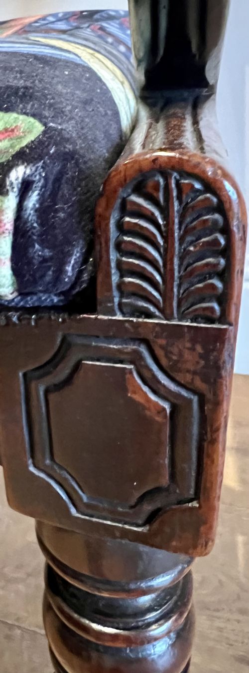 REGENCY BRASS INLAID ROSEWOOD ELBOW CHAIR - ADDITIONAL PHOTO 4