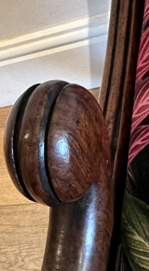 REGENCY BRASS INLAID ROSEWOOD ELBOW CHAIR - ADDITIONAL PHOTO 6