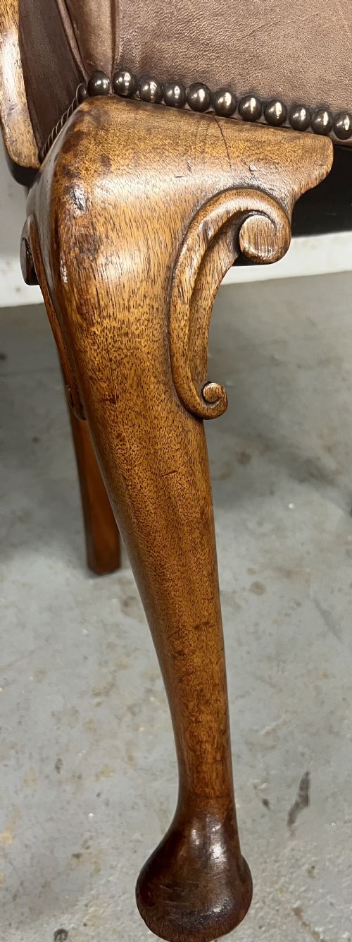 MAHOGANY LEATHER ELBOW DESK CHAIR - ADDITIONAL PHOTO 2