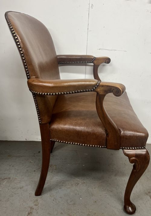 MAHOGANY LEATHER ELBOW DESK CHAIR - ADDITIONAL PHOTO 4