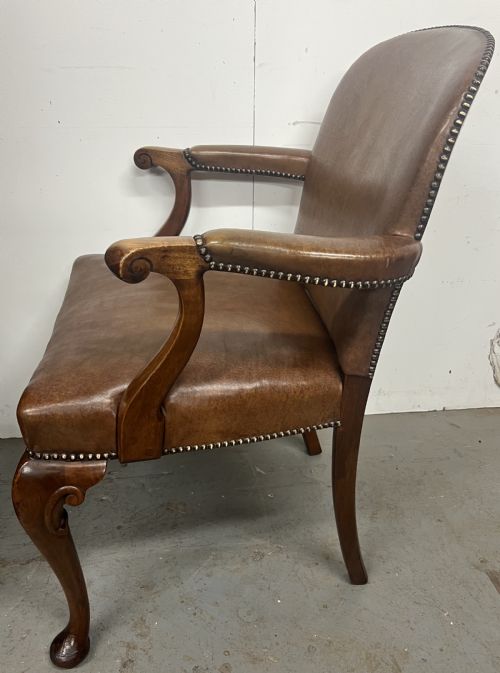 MAHOGANY LEATHER ELBOW DESK CHAIR - ADDITIONAL PHOTO 7