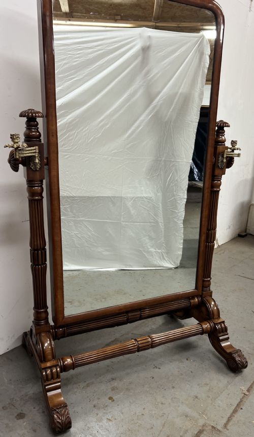 LARGE BESPOKE QUALITY MAHOGANY CHEVAL MIRROR - ADDITIONAL PHOTO 13