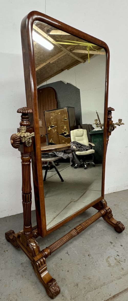 LARGE BESPOKE QUALITY MAHOGANY CHEVAL MIRROR - ADDITIONAL PHOTO 16