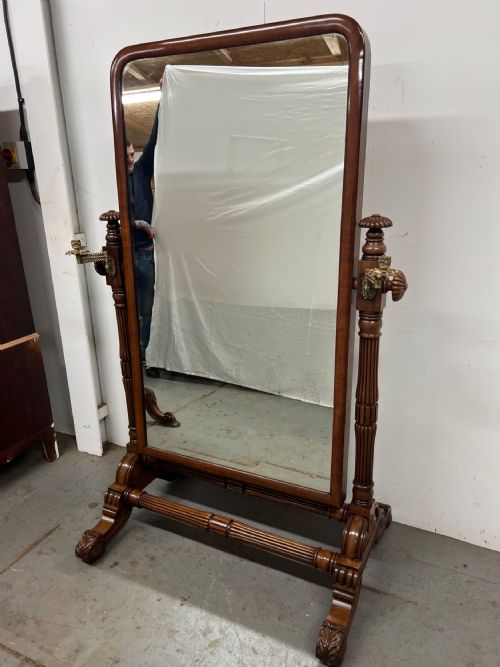 LARGE BESPOKE QUALITY MAHOGANY CHEVAL MIRROR - ADDITIONAL PHOTO 14