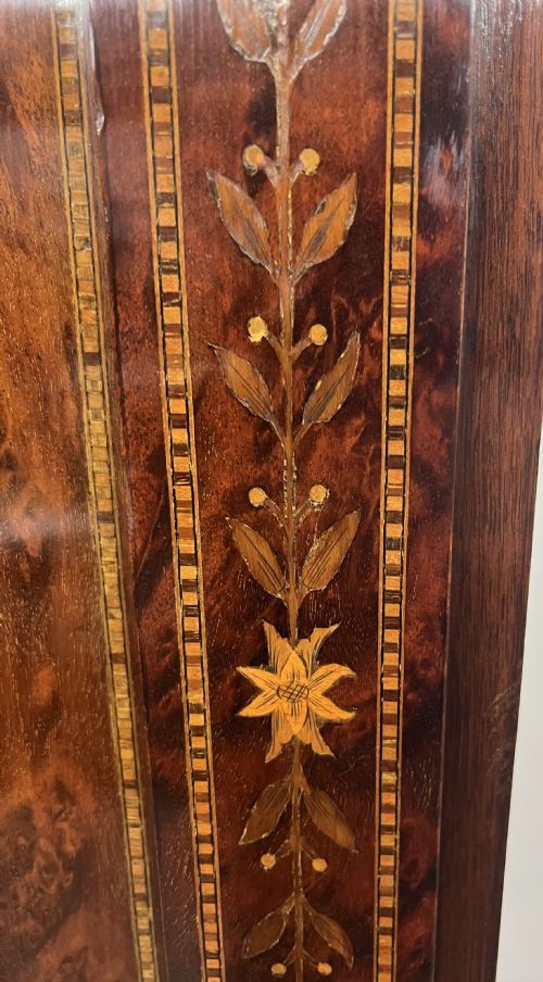 STUNNING ANTIQUE MARQUETRY INLAID LINEN PRESS - ADDITIONAL PHOTO 5