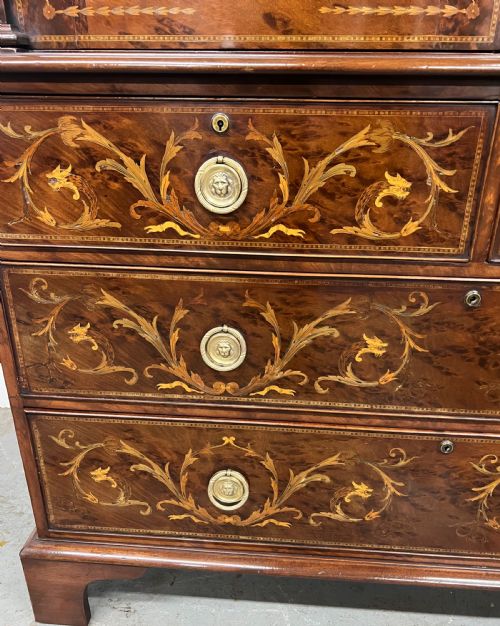 STUNNING ANTIQUE MARQUETRY INLAID LINEN PRESS - ADDITIONAL PHOTO 13