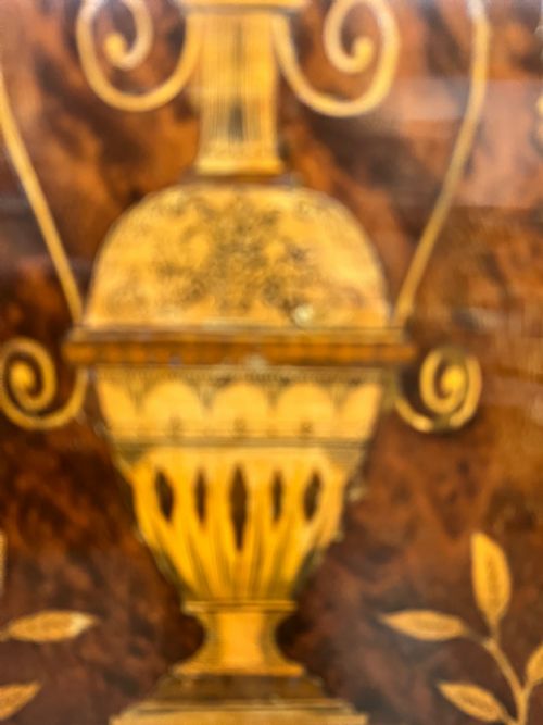STUNNING ANTIQUE MARQUETRY INLAID LINEN PRESS - ADDITIONAL PHOTO 1