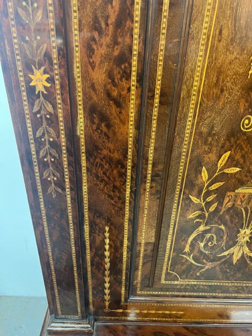 STUNNING ANTIQUE MARQUETRY INLAID LINEN PRESS - ADDITIONAL PHOTO 9