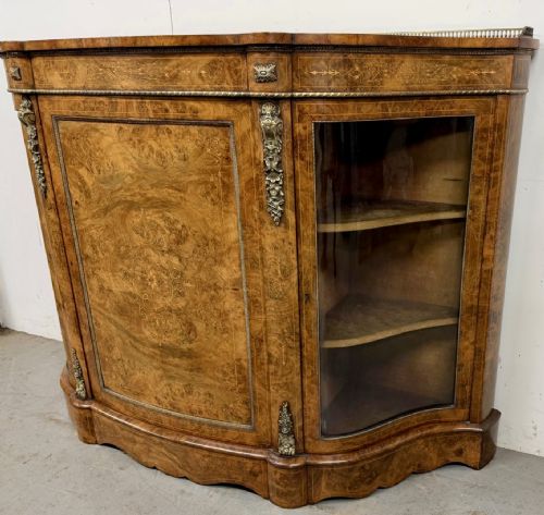 FINE BURR WALNUT CREDENZA SIDE CABINET - ADDITIONAL PHOTO 5