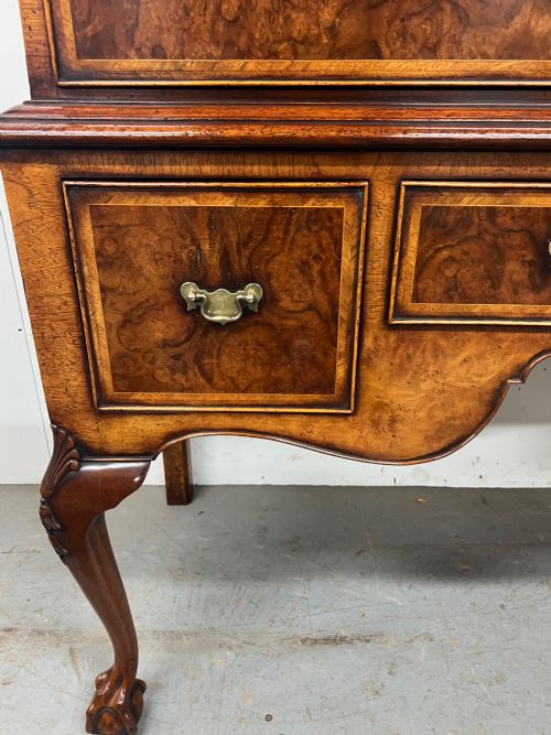 GOOD QUALITY BURR WALNUT TALL BOY CHEST OF DRAWERS - ADDITIONAL PHOTO 1