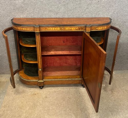 VICTORIAN INLAID WALNUT CREDENZA SIDE CABINET - ADDITIONAL PHOTO 2