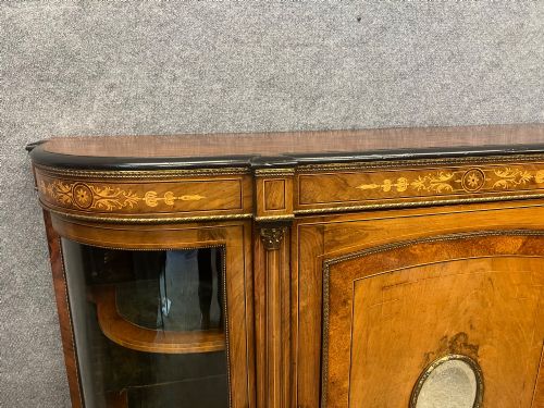 VICTORIAN INLAID WALNUT CREDENZA SIDE CABINET - ADDITIONAL PHOTO 4