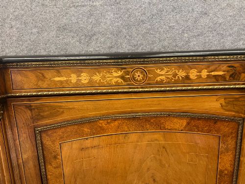 VICTORIAN INLAID WALNUT CREDENZA SIDE CABINET - ADDITIONAL PHOTO 5