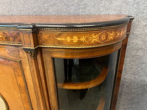 VICTORIAN INLAID WALNUT CREDENZA SIDE CABINET - ADDITIONAL PHOTO 6