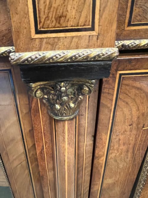 VICTORIAN INLAID WALNUT CREDENZA SIDE CABINET - ADDITIONAL PHOTO 7