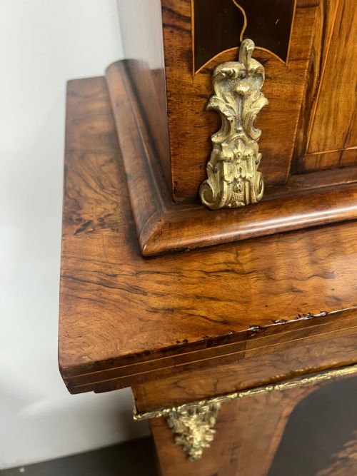 SUPERB VICTORIAN WALNUT MARQUETRY INLAID BOOKCASE - ADDITIONAL PHOTO 5