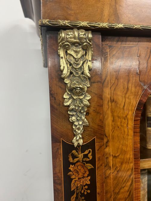 SUPERB VICTORIAN WALNUT MARQUETRY INLAID BOOKCASE - ADDITIONAL PHOTO 6
