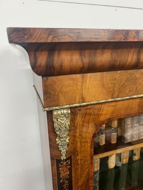 SUPERB VICTORIAN WALNUT MARQUETRY INLAID BOOKCASE - ADDITIONAL PHOTO 7