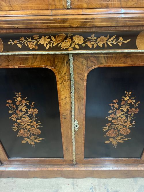 SUPERB VICTORIAN WALNUT MARQUETRY INLAID BOOKCASE - ADDITIONAL PHOTO 8