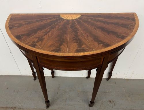 Attractive Sheraton Revival Inlaid  Card or Console Table