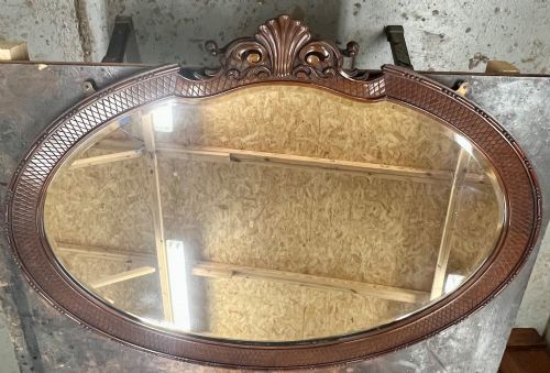 LARGE ANTIQUE OVAL WALL MIRROR