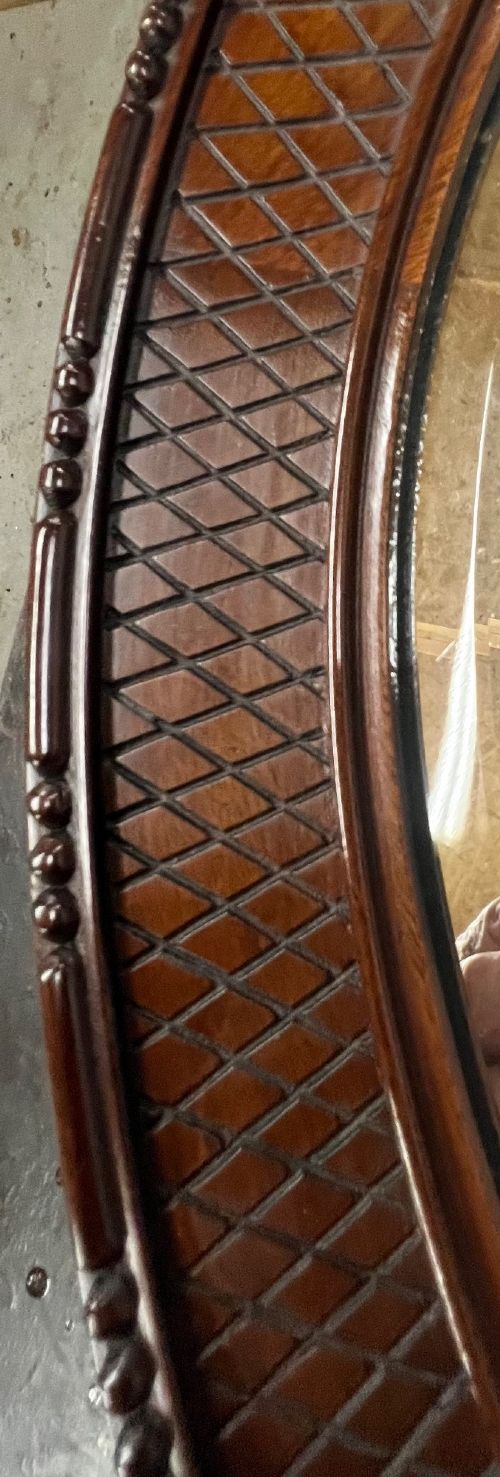 LARGE ANTIQUE OVAL WALL MIRROR - ADDITIONAL PHOTO 4