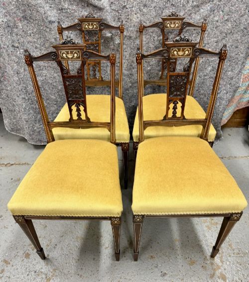 BEAUTIFUL SET OF 4 ROSEWOOD INLAID CHAIRS