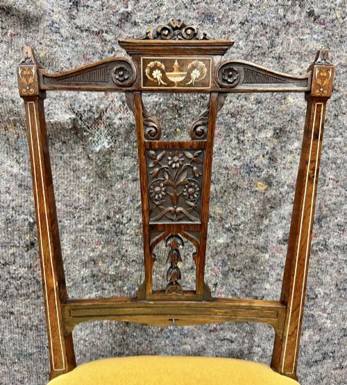 BEAUTIFUL SET OF 4 ROSEWOOD INLAID CHAIRS - ADDITIONAL PHOTO 2