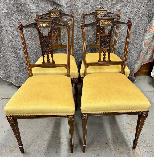 BEAUTIFUL SET OF 4 ROSEWOOD INLAID CHAIRS - ADDITIONAL PHOTO 5