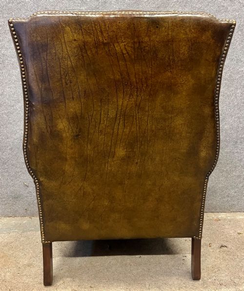 GEORGIAN STYLE WINGED LEATHER ARMCHAIR - ADDITIONAL PHOTO 7