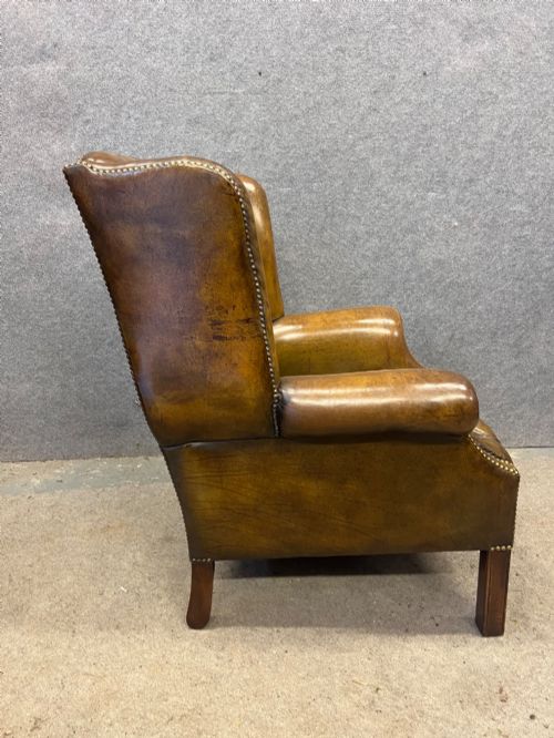 GEORGIAN STYLE WINGED LEATHER ARMCHAIR - ADDITIONAL PHOTO 8
