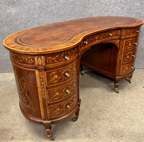 FINE INLAID KIDNEY SHAPED DESK