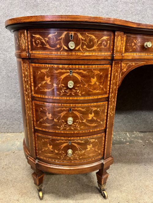 FINE INLAID KIDNEY SHAPED DESK - ADDITIONAL PHOTO 2