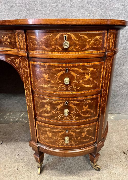 FINE INLAID KIDNEY SHAPED DESK - ADDITIONAL PHOTO 3