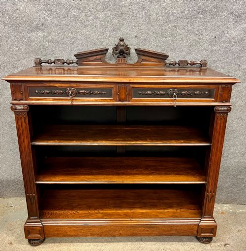SUPERB QUALITY ANTIQUE OPEN BOOKCASE