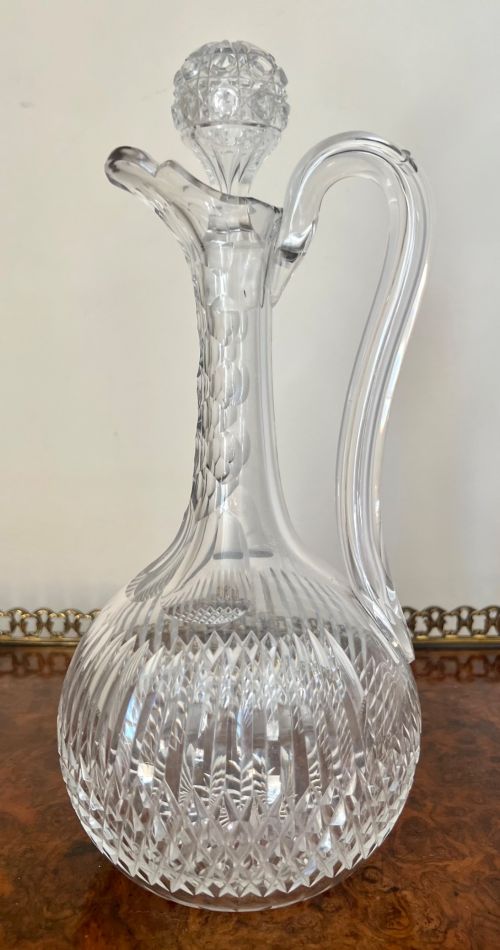 Good Quality Edwardian Cut Glass Claret Jug Decanter