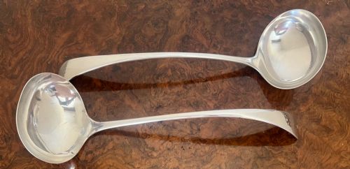 Large Matched Pair of Silver Plated Ladles
