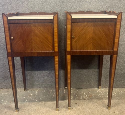 Pair French Inlaid Bedside Cabinets