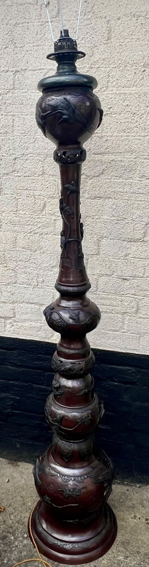 Japanese Meiji Period Bronze Floor Lamp