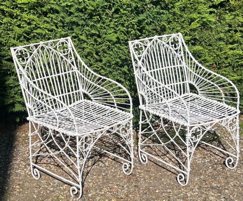 Pair of Gothic Style Iron Garden Chairs