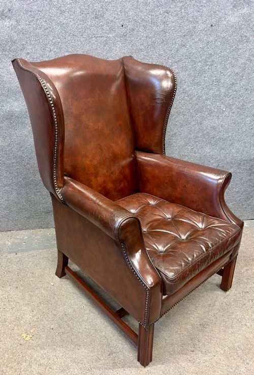 Georgian Style Leather Winged Armchair