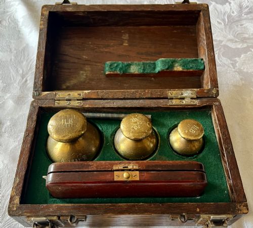 Edwardian Norfolk County Council Boxed Brass Weights