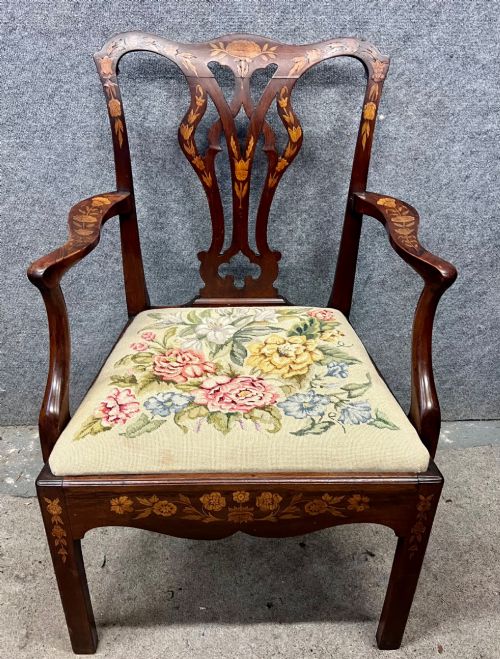 George III Mahogany & Dutch Marquetry Chair
