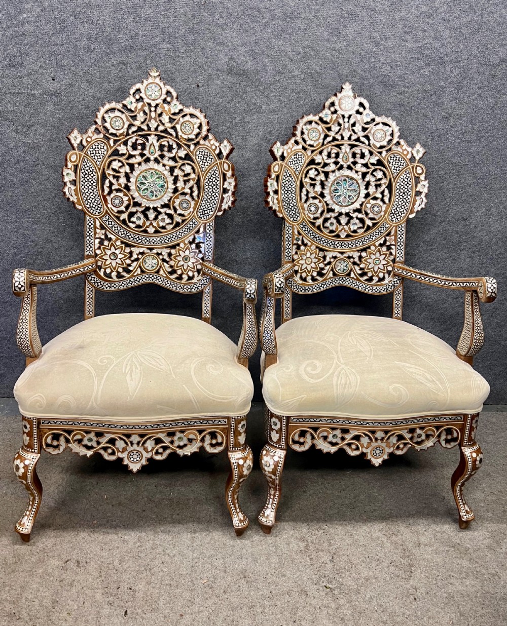A Stunning Pair of Syrian Throne Chairs