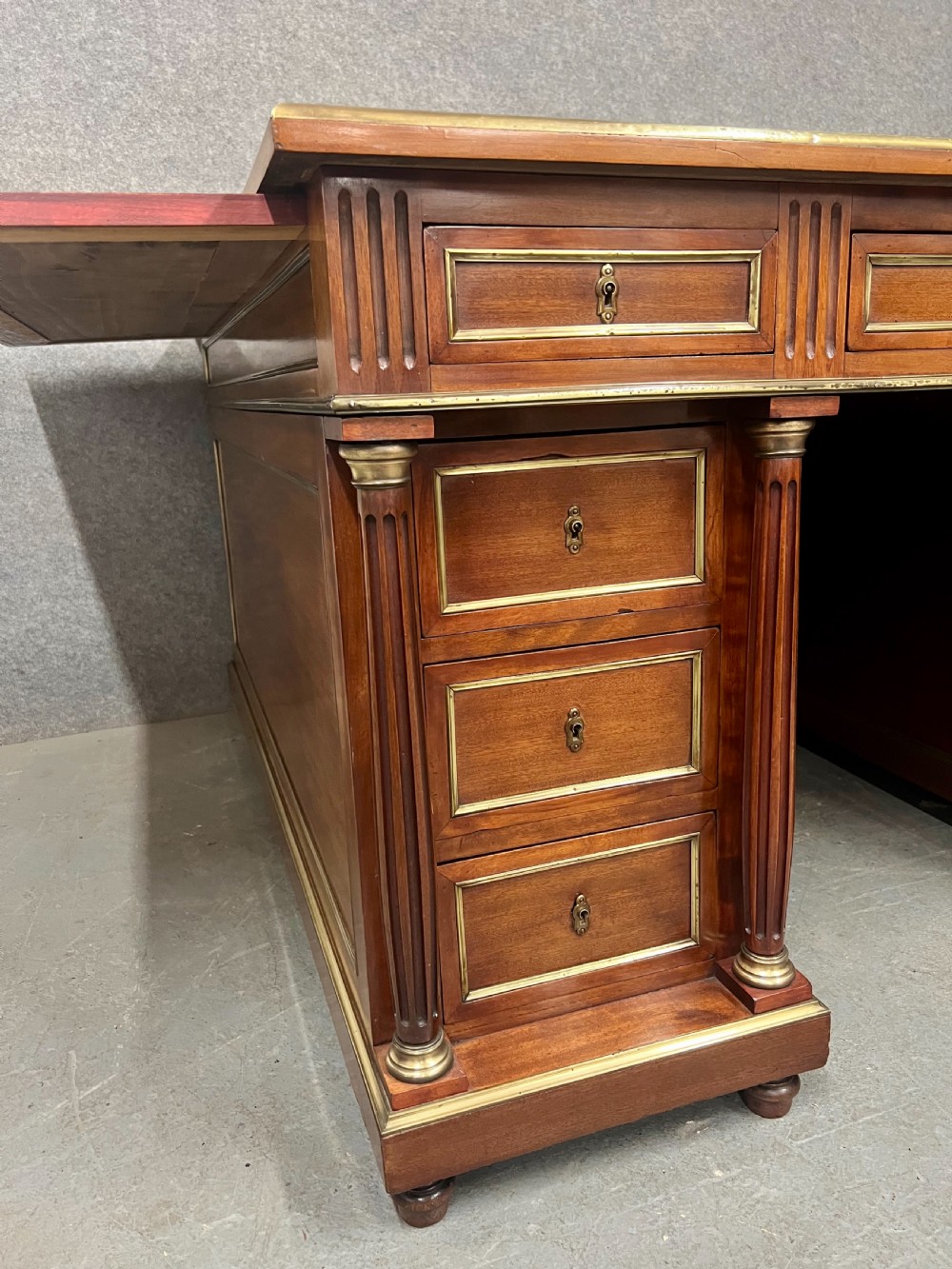 Large 18 Drawer Mahogany Partners Desk View IV