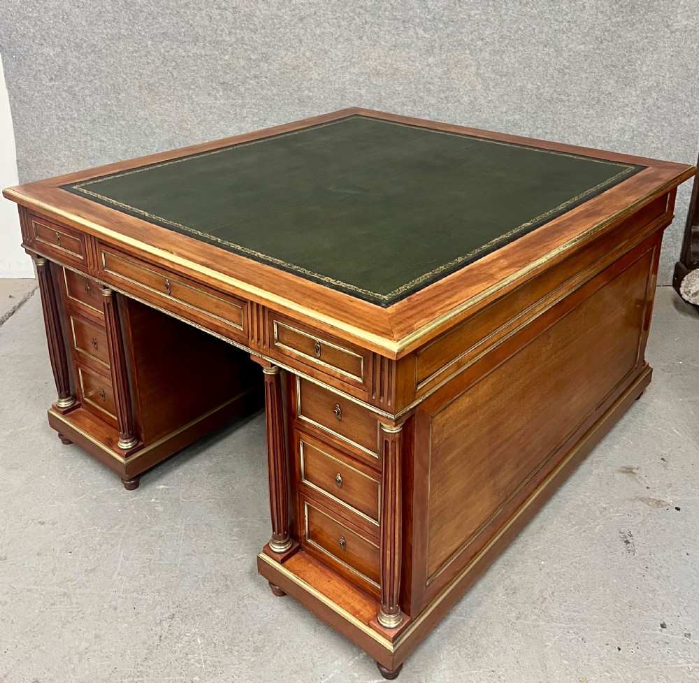 Large 18 Drawer Mahogany Partners Desk View V